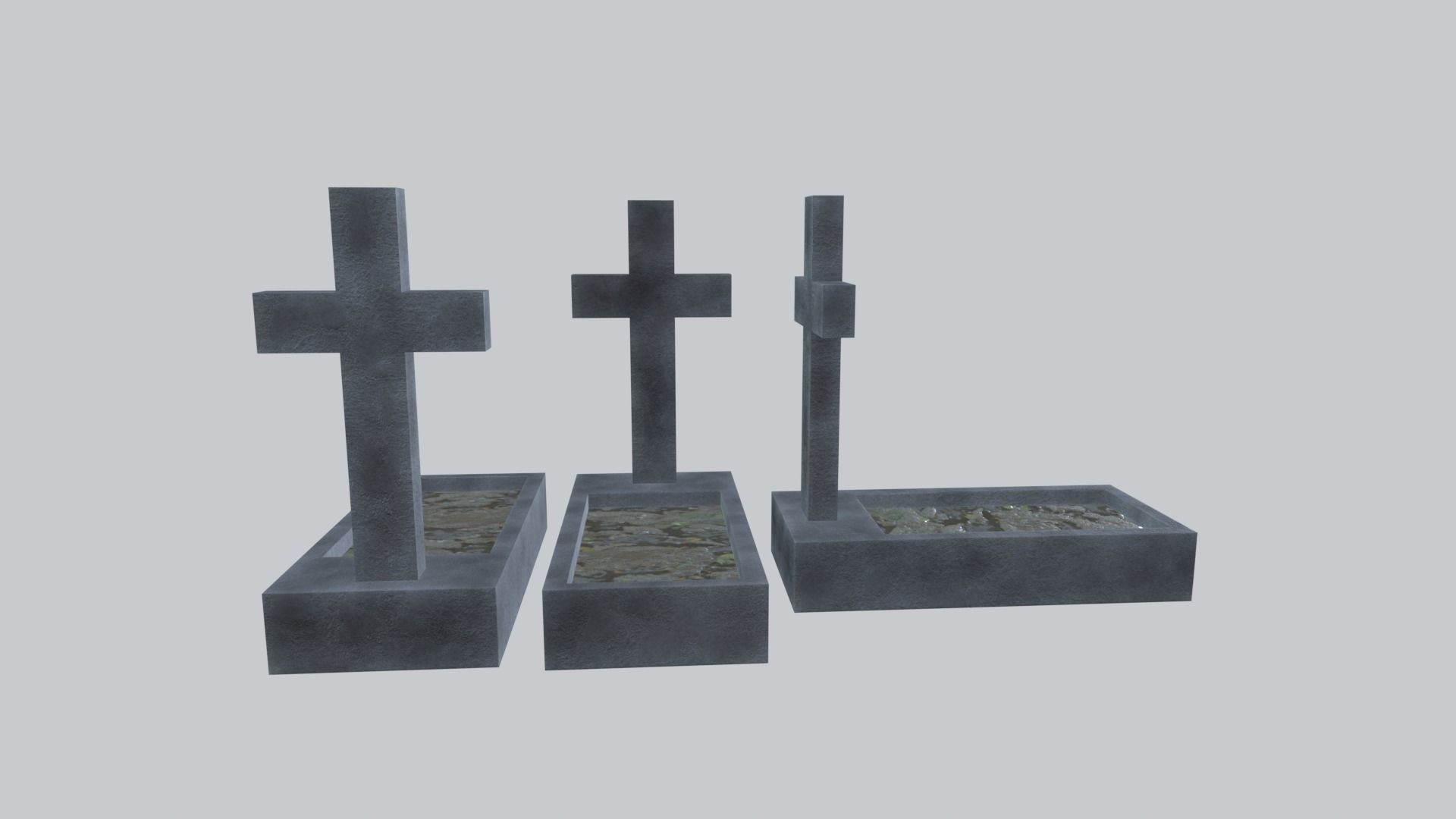 Graves and tombstones pack Low-poly 3D model_9