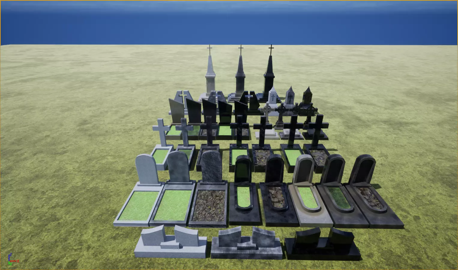 Graves and tombstones pack Low-poly 3D model_0