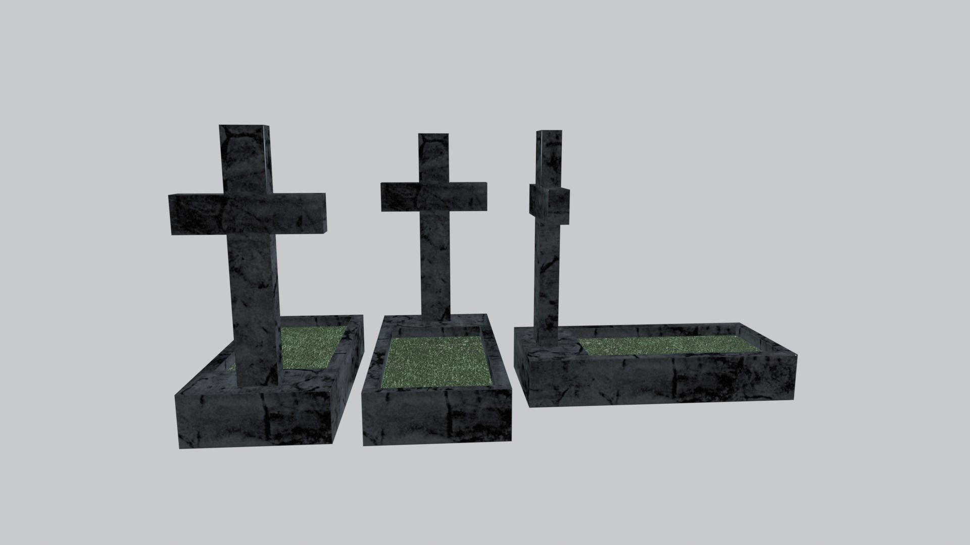 Graves and tombstones pack Low-poly 3D model_12