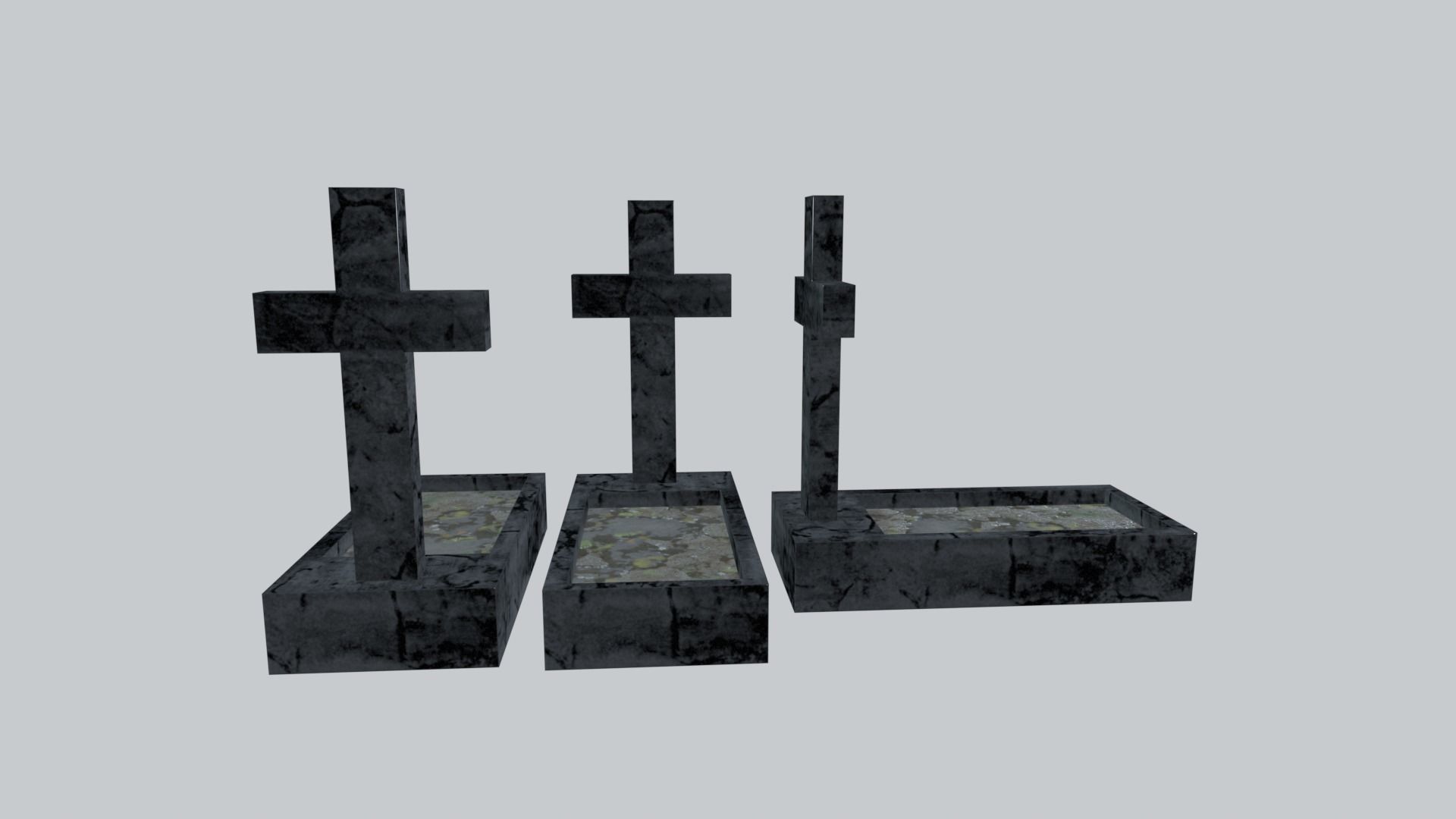 Graves and tombstones pack Low-poly 3D model_10