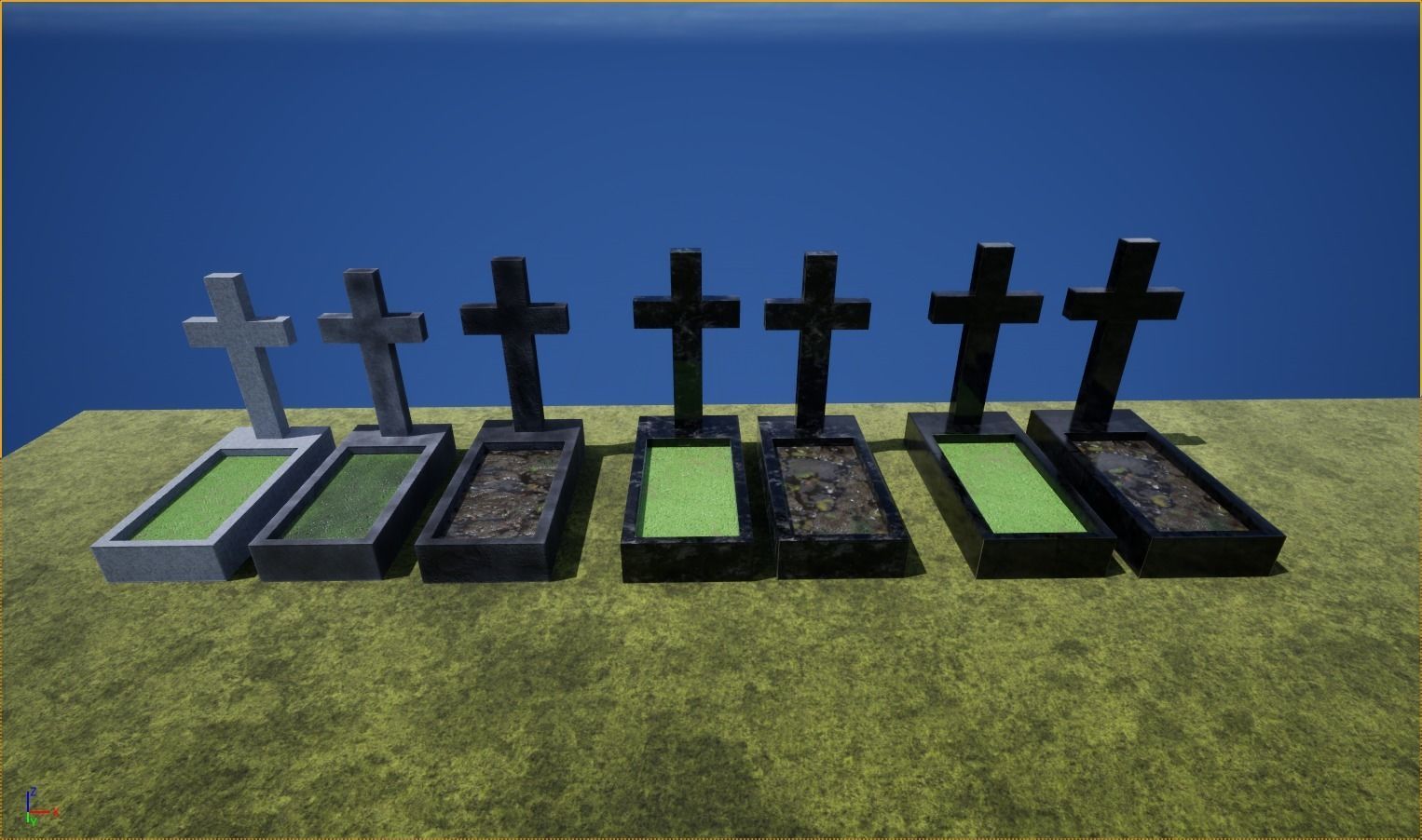 Graves and tombstones pack Low-poly 3D model_6