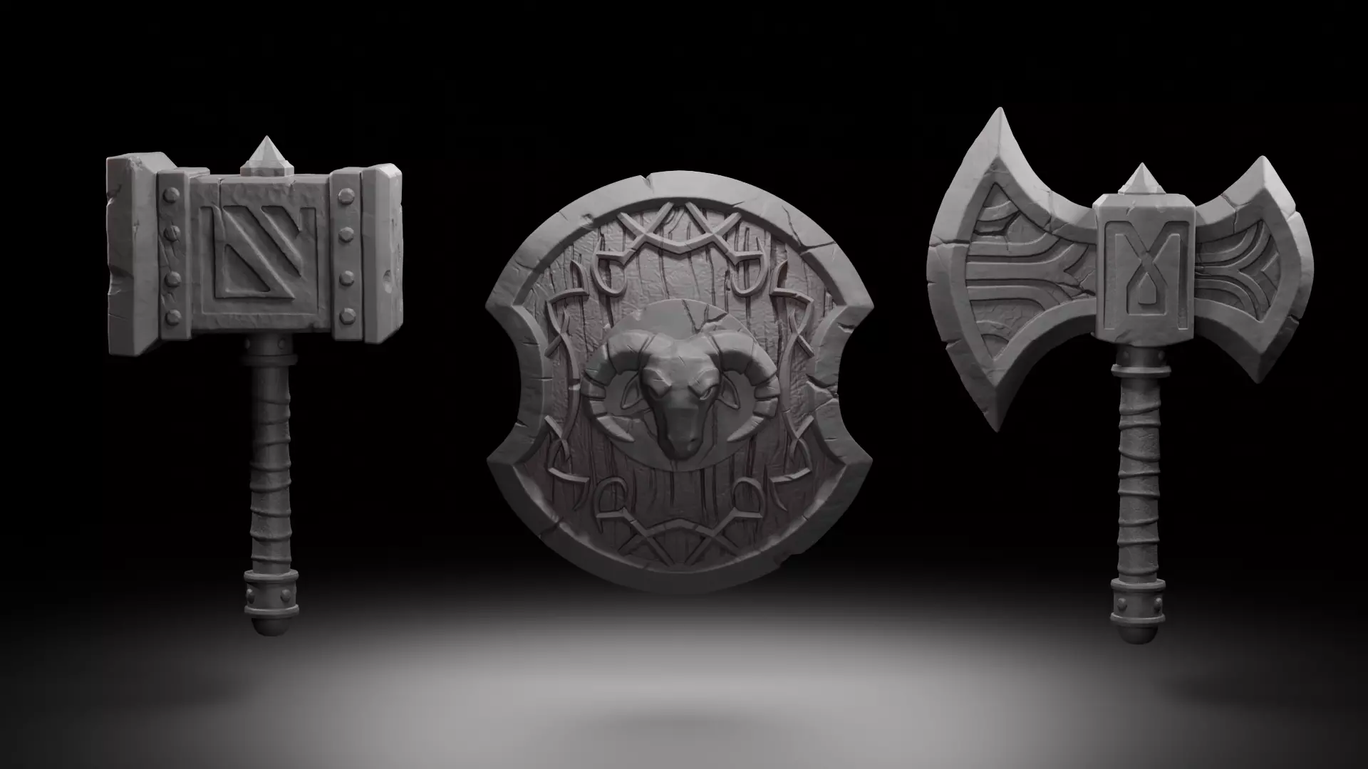 Muradin Bronzebeard Weapons - World of Warcraft 3D print model