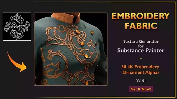 Embroidery Fabric  Texture Generator - 30 4K Alphas - Vol01