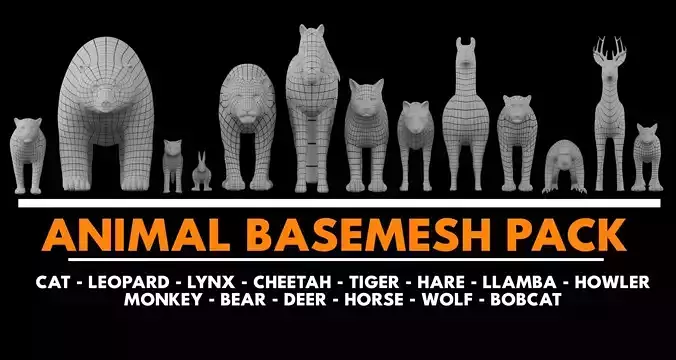 Animal Basemesh Pack - 13 base meshes