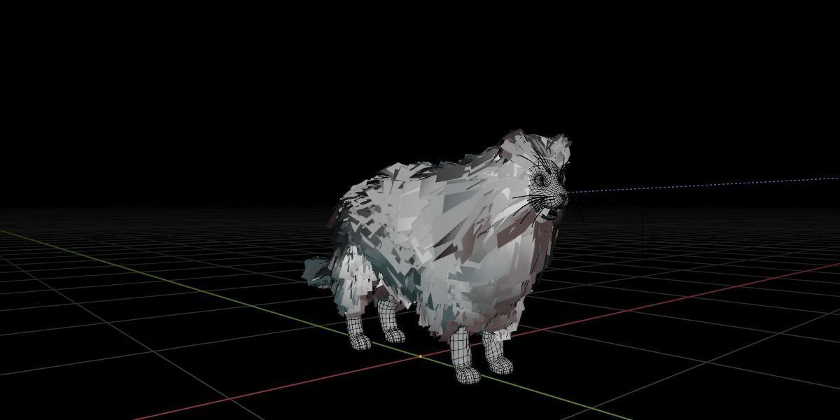 White House Cat Low-poly 3D model_10