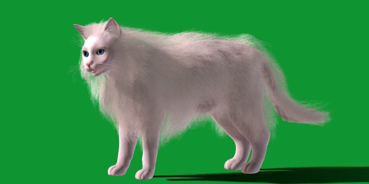 White House Cat Low-poly 3D model_19