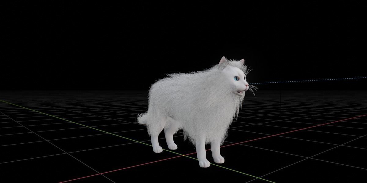 White House Cat Low-poly 3D model_11