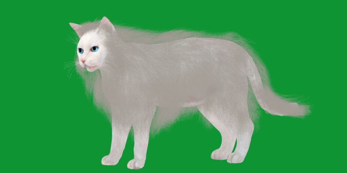 White House Cat Low-poly 3D model_18