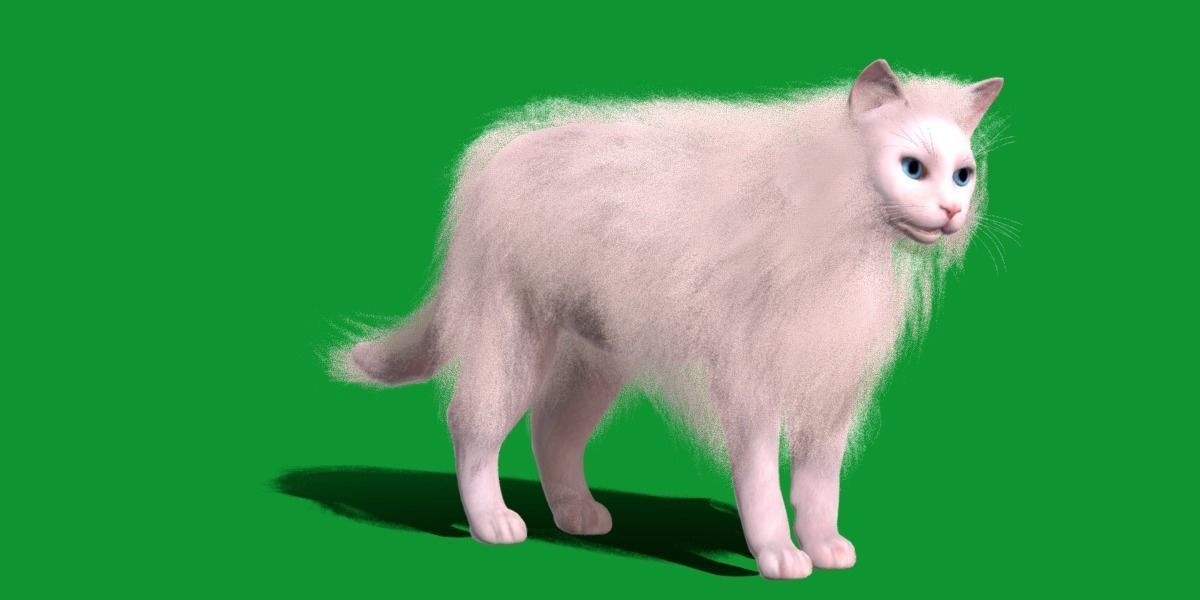 White House Cat Low-poly 3D model_44