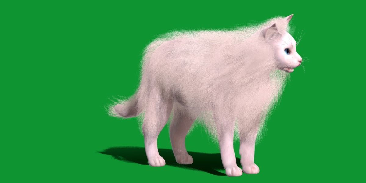 White House Cat Low-poly 3D model_3