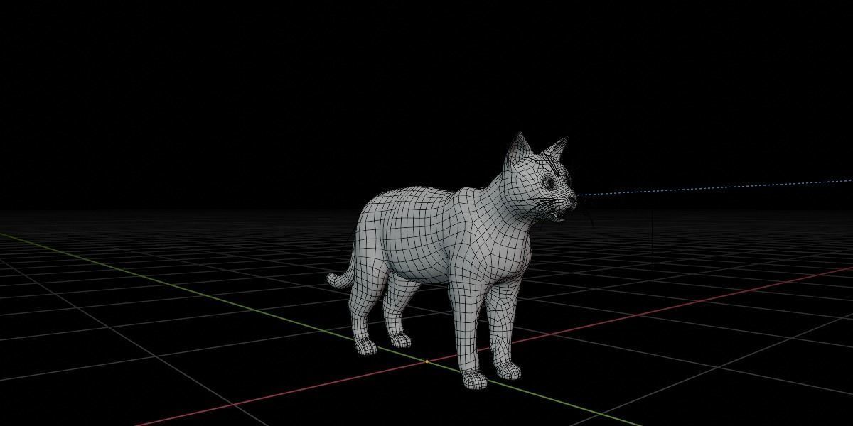 White House Cat Low-poly 3D model_9