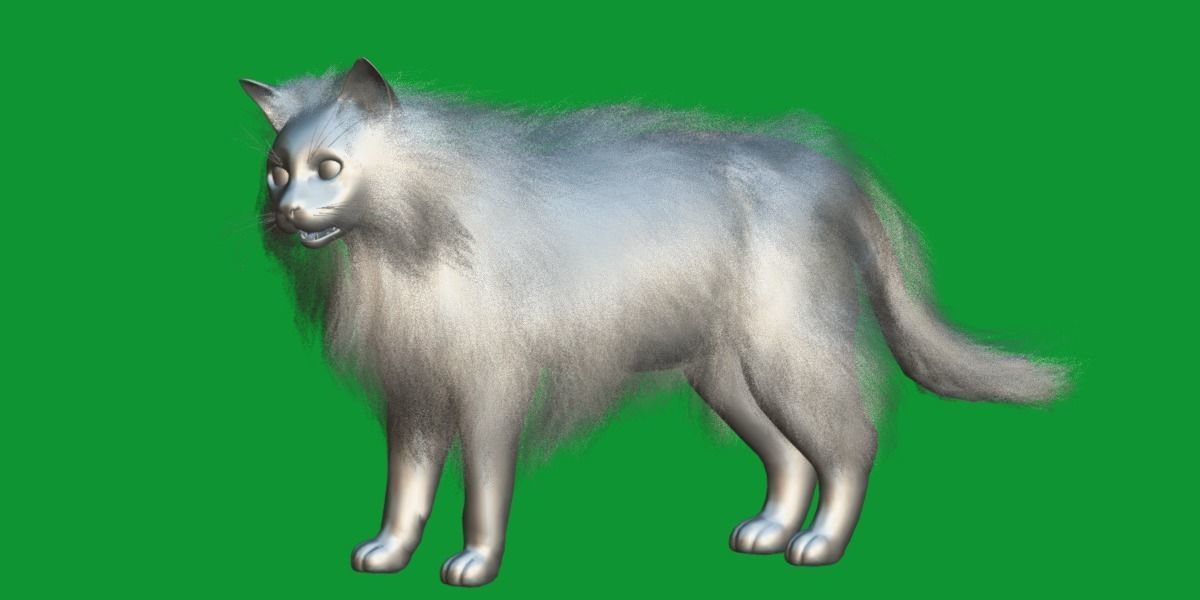 White House Cat Low-poly 3D model_21