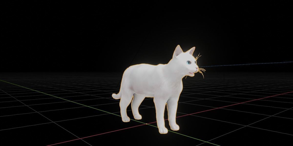 White House Cat Low-poly 3D model_4