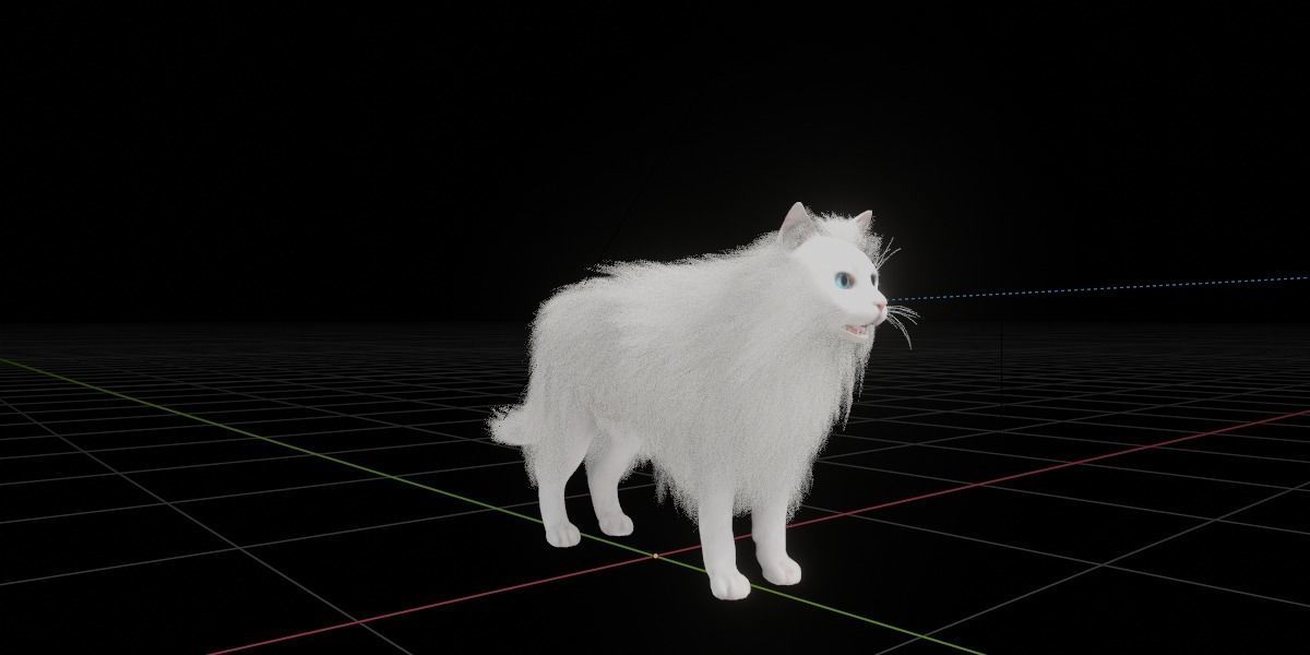 White House Cat Low-poly 3D model_12