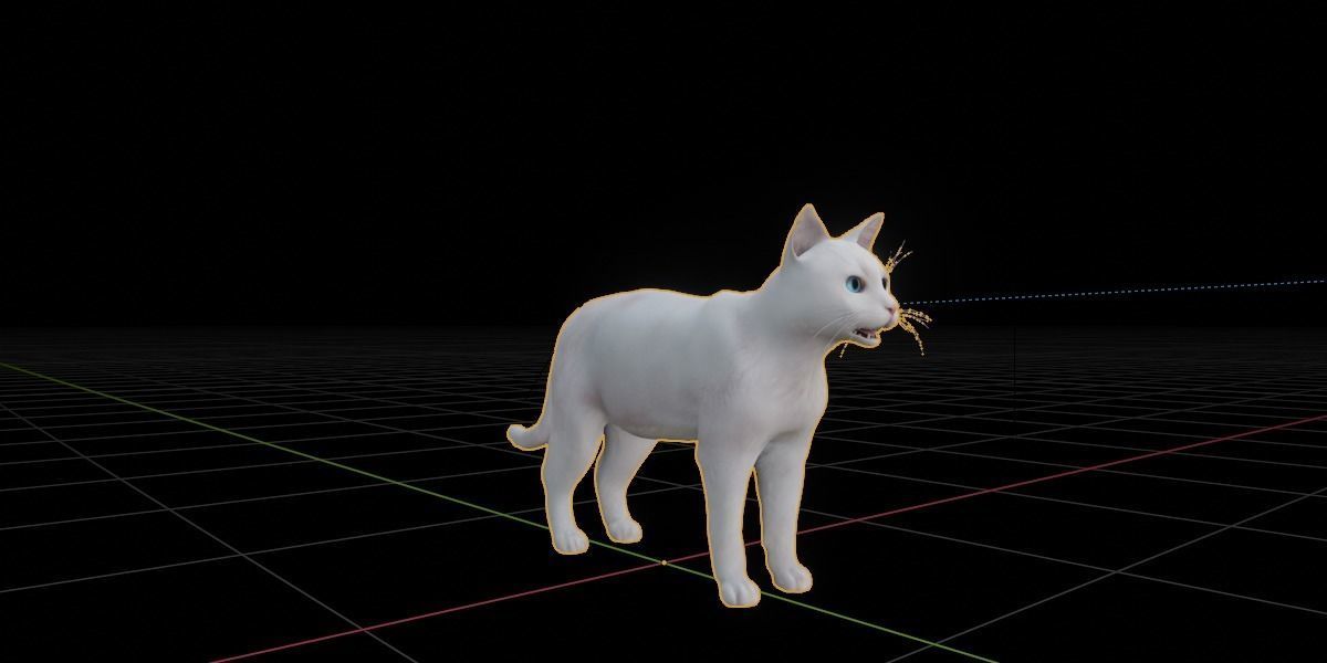 White House Cat Low-poly 3D model_7