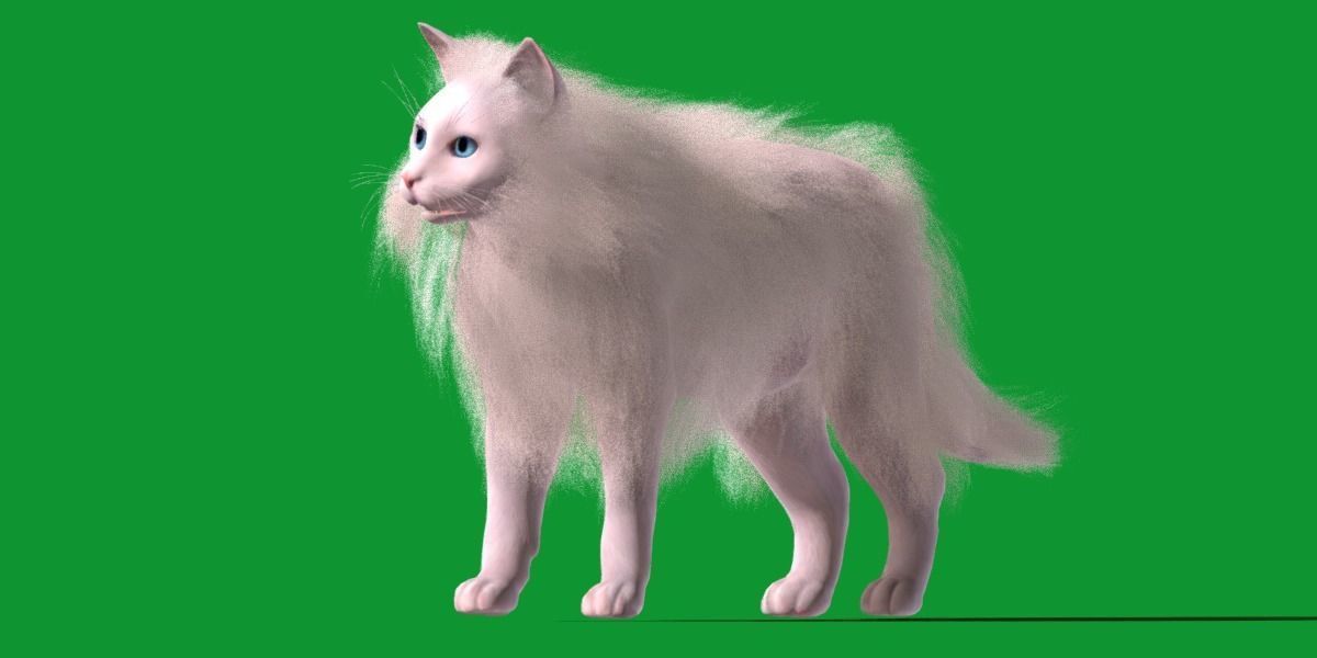 White House Cat Low-poly 3D model_27