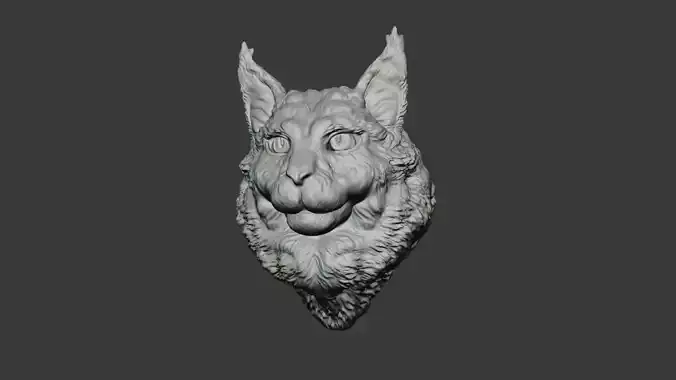 Maine coon head wall mount stl 3D print model
