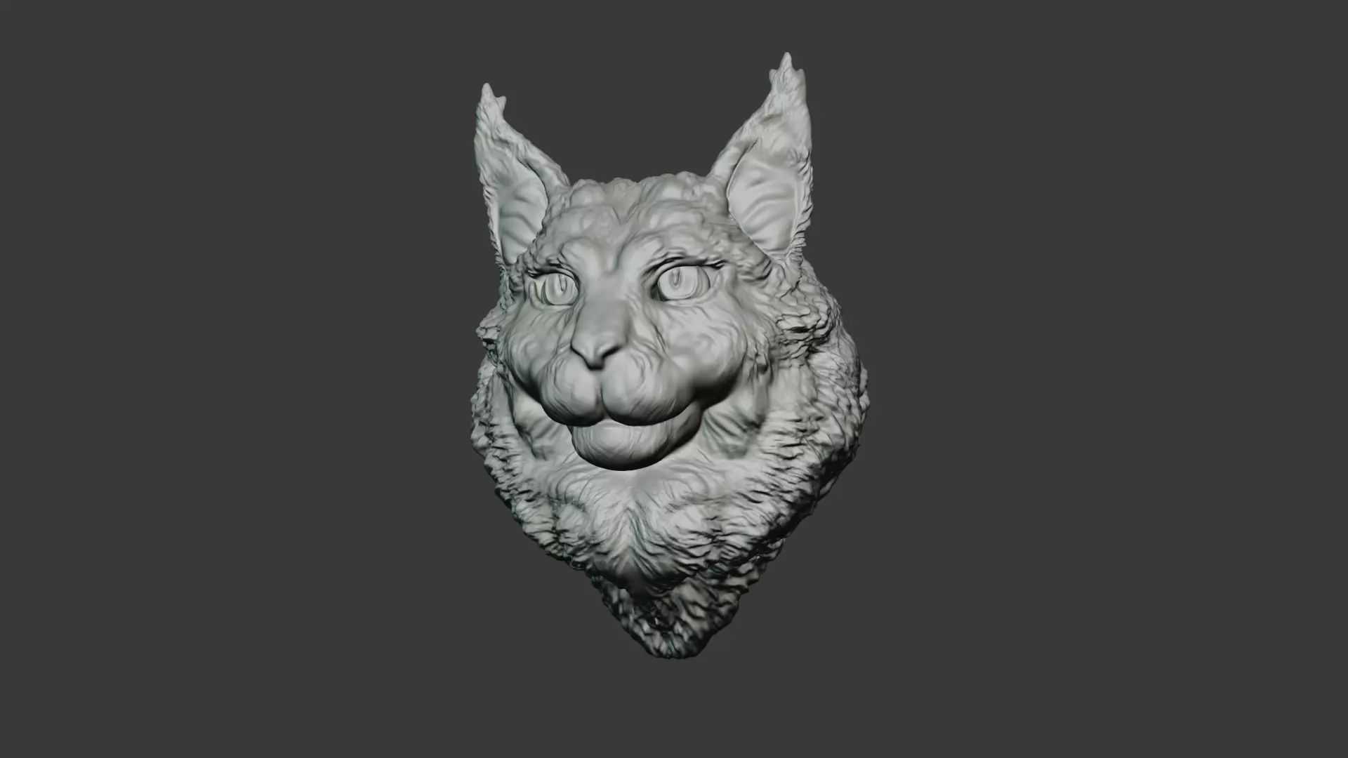 Maine coon head wall mount stl 3D print model_0
