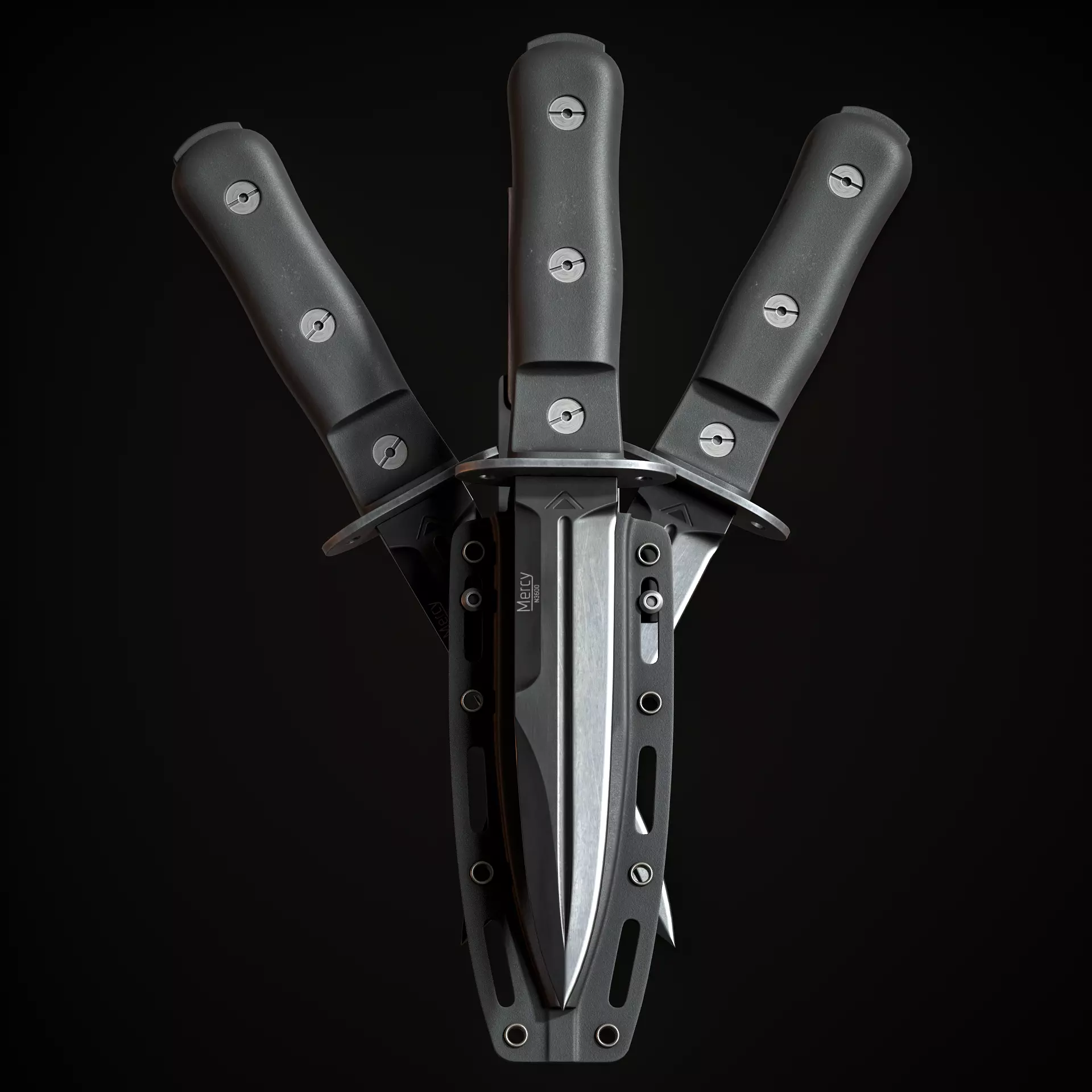 Military Knife Low-poly 3D model_0