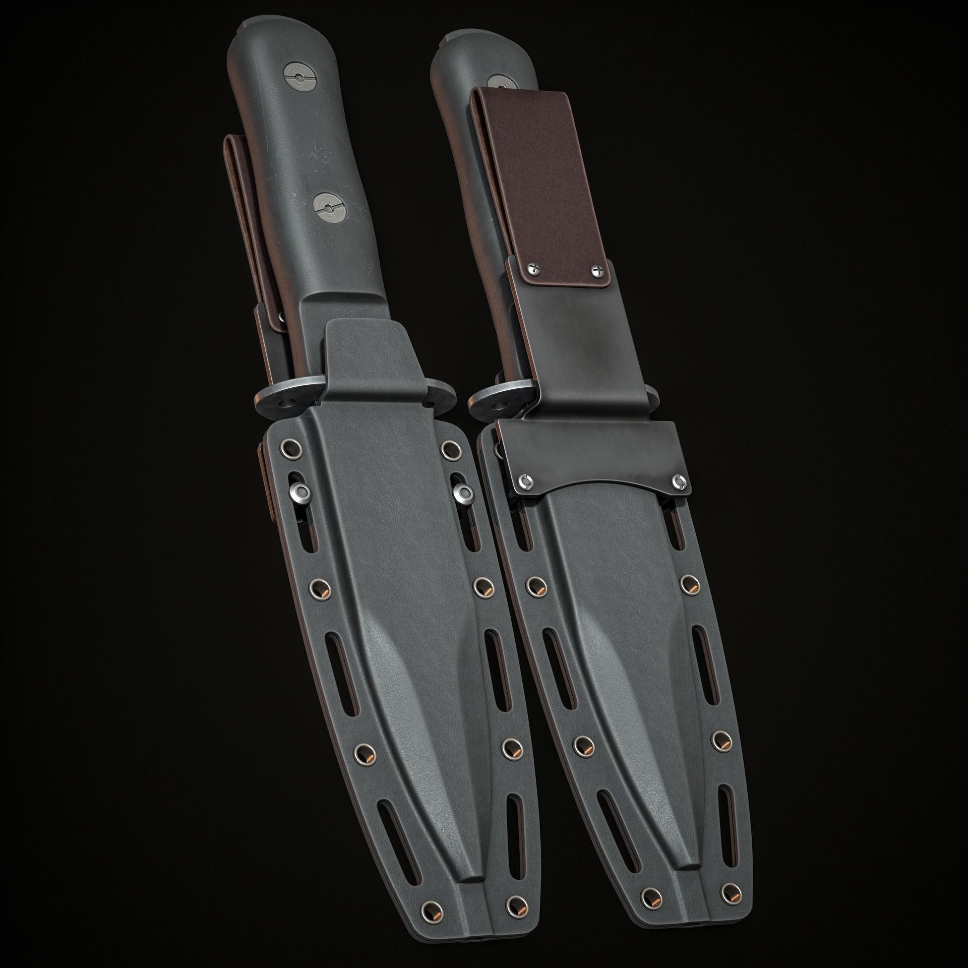 Military Knife Low-poly 3D model_7