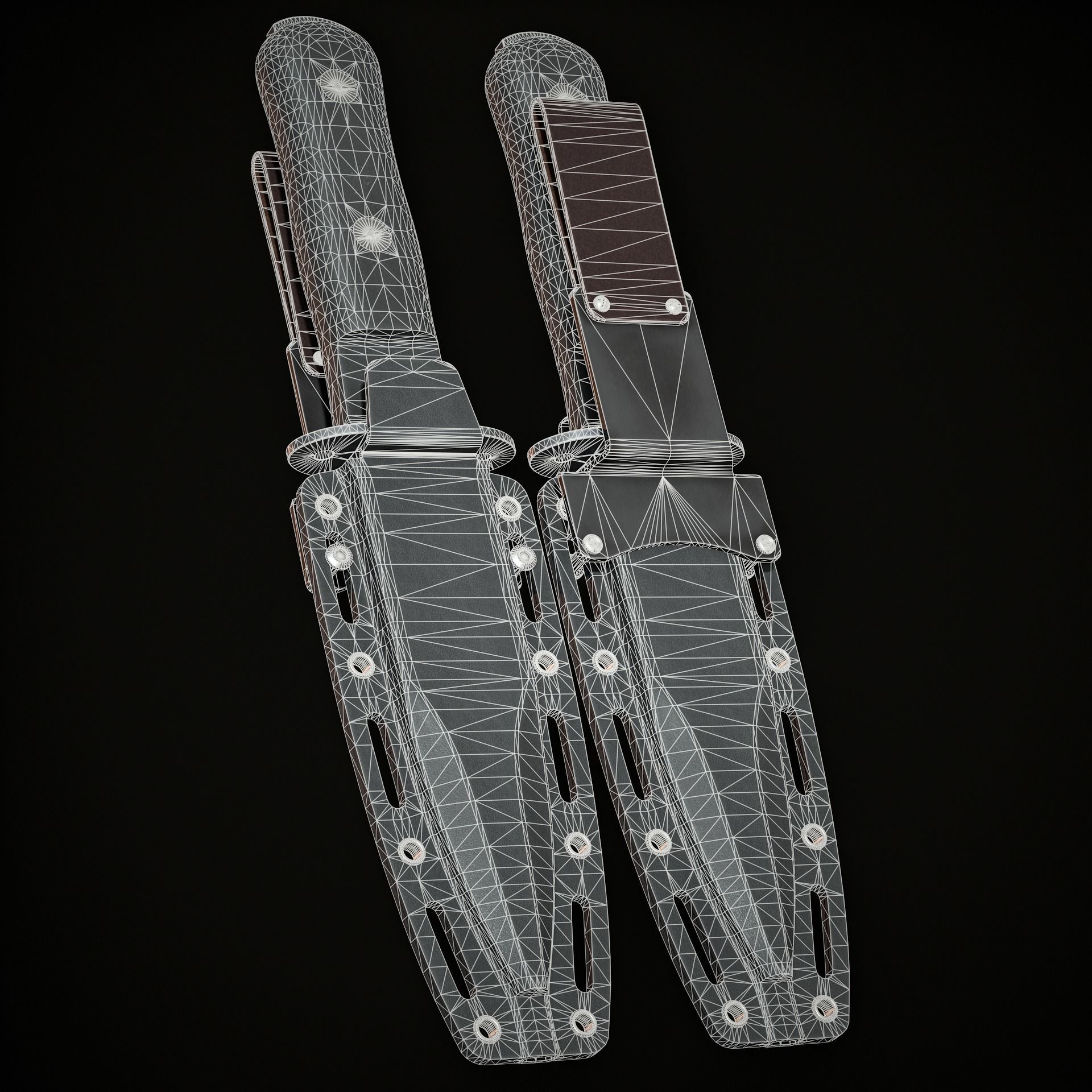 Military Knife Low-poly 3D model_13