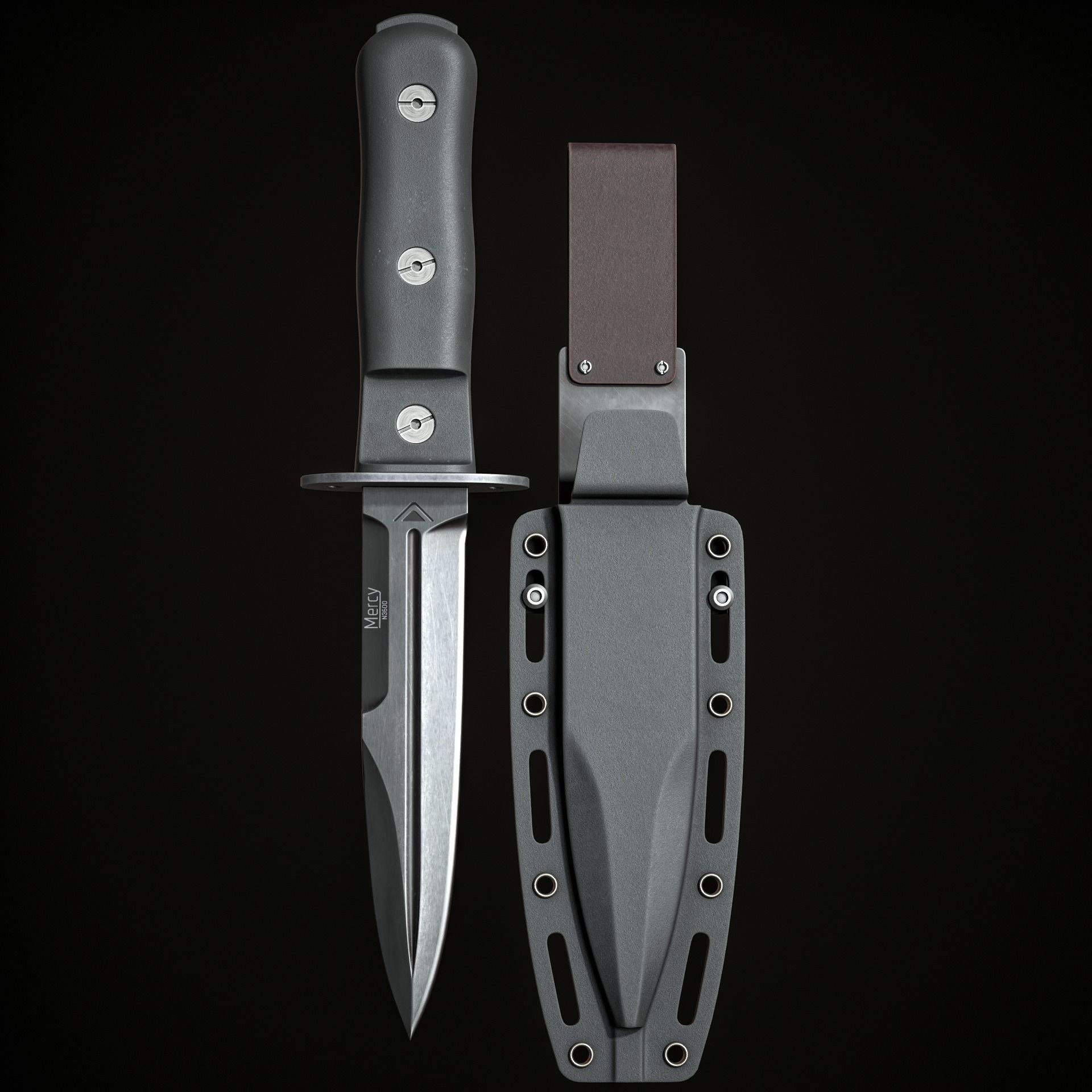Military Knife Low-poly 3D model_5
