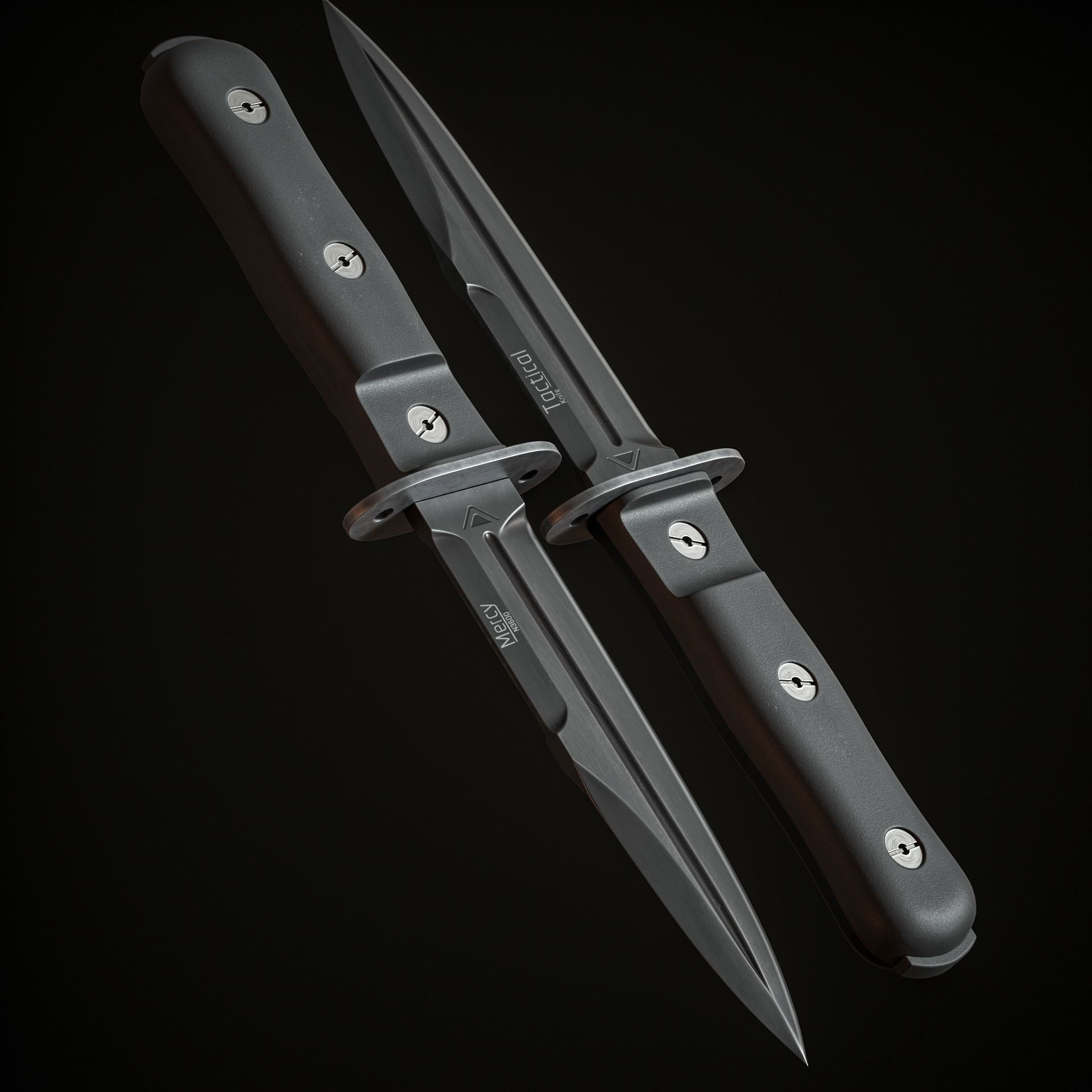 Military Knife Low-poly 3D model_6