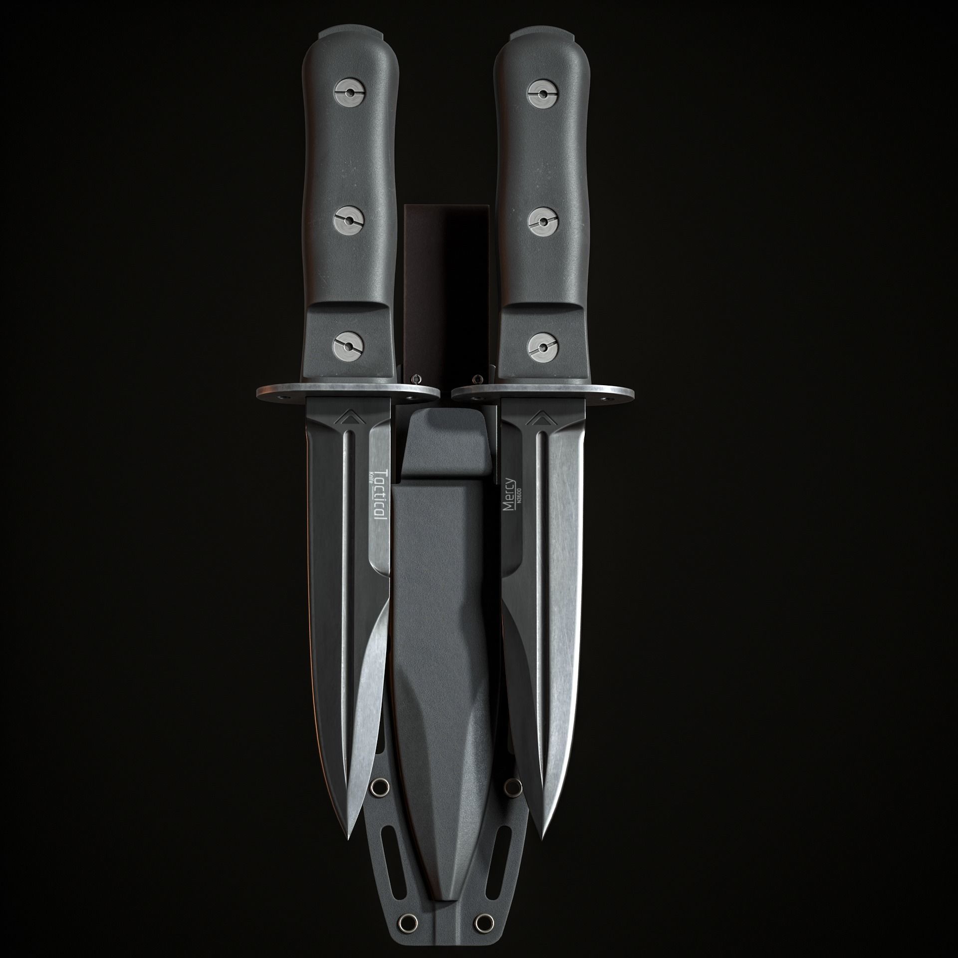 Military Knife Low-poly 3D model_1