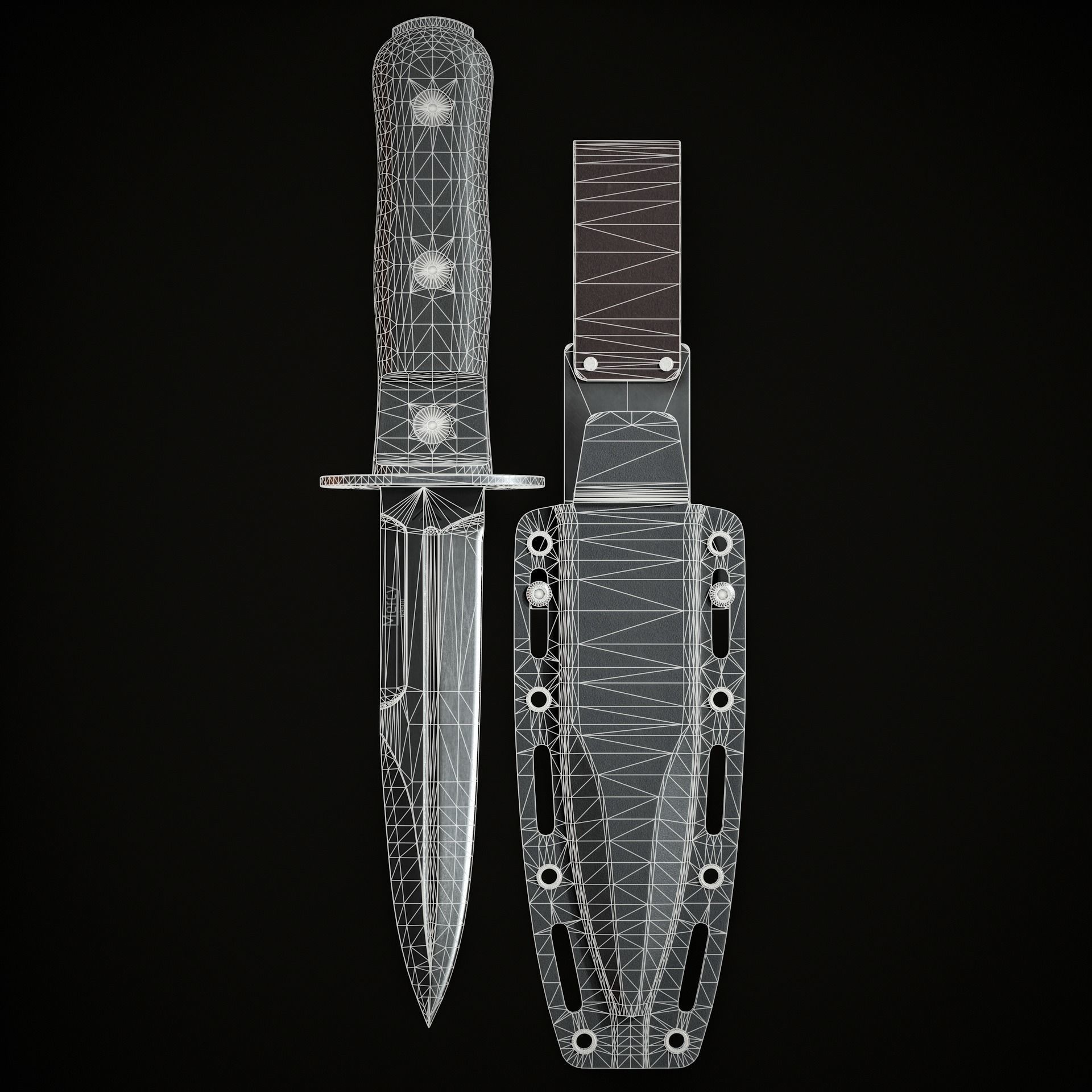 Military Knife Low-poly 3D model_9