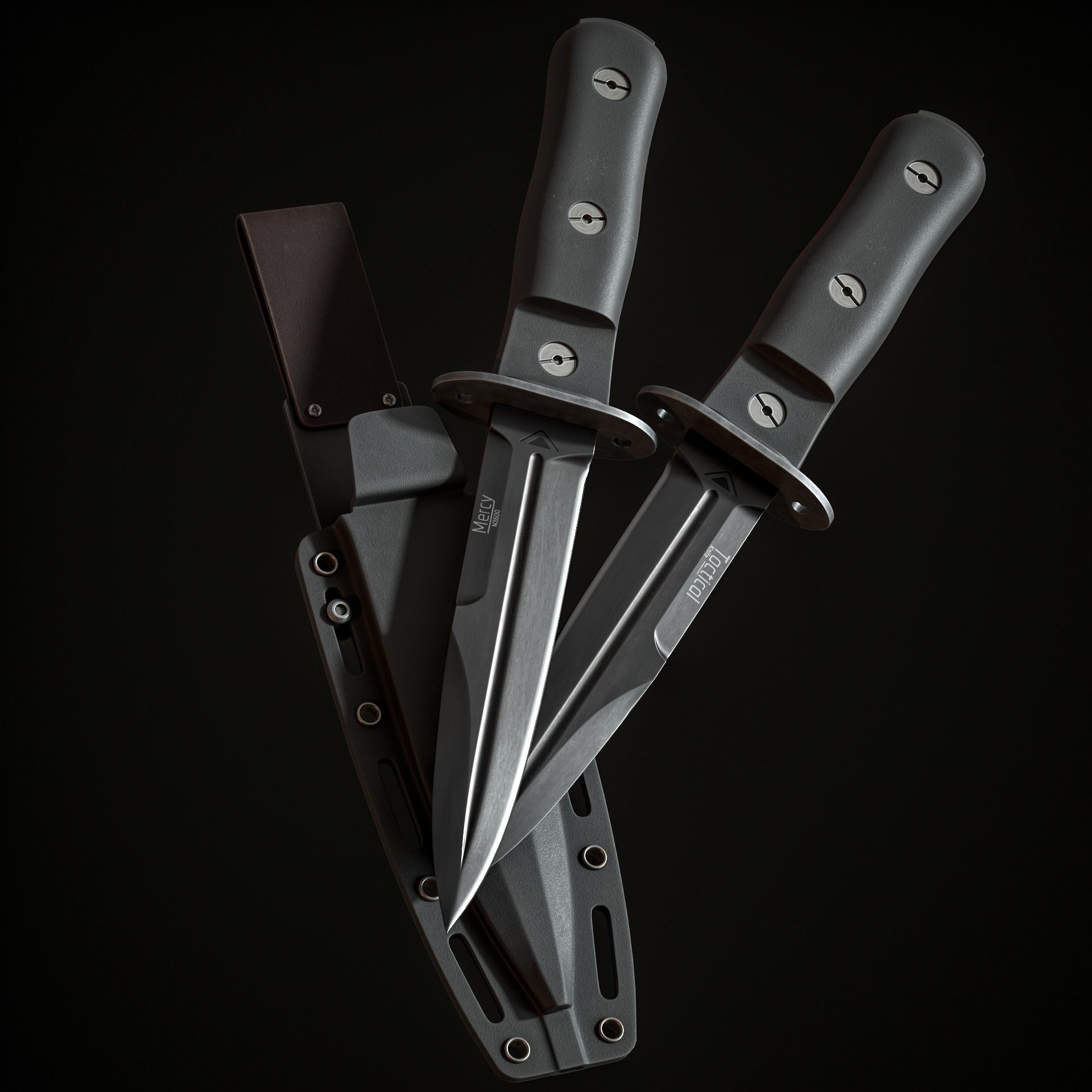 Military Knife Low-poly 3D model_2