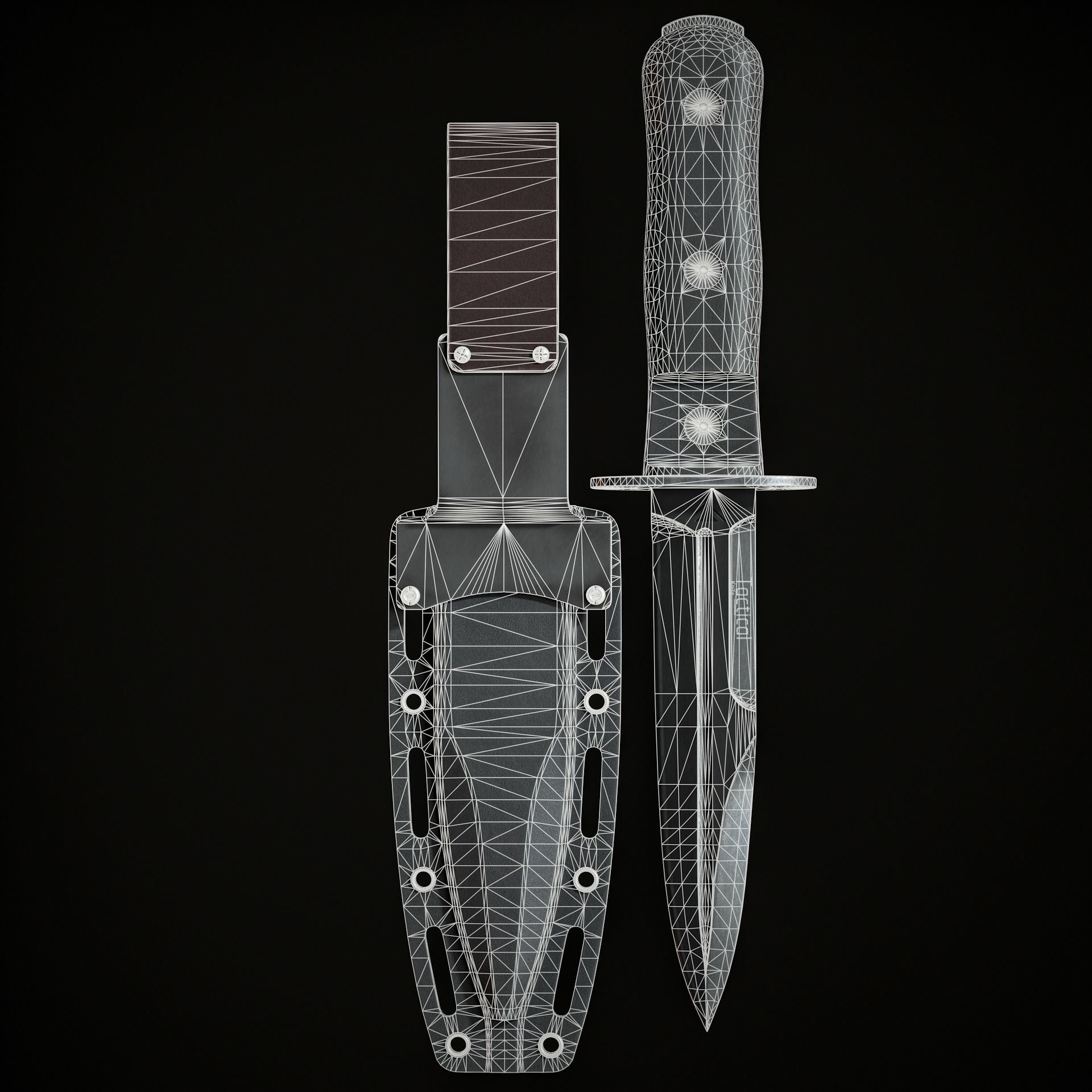 Military Knife Low-poly 3D model_11