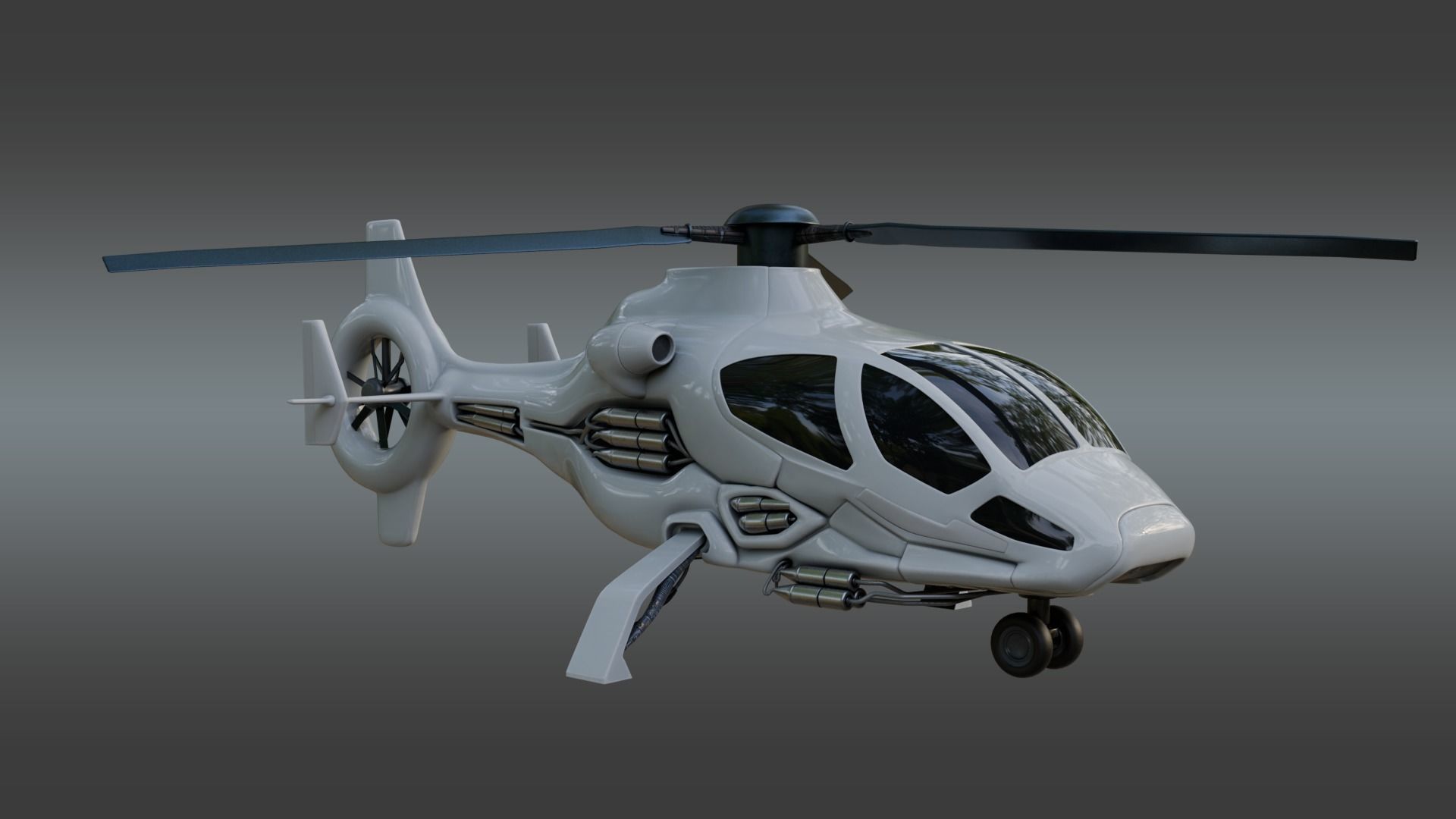 Futuristic Transport Utility Helicopter Sci fi  Low-poly 3D model_2
