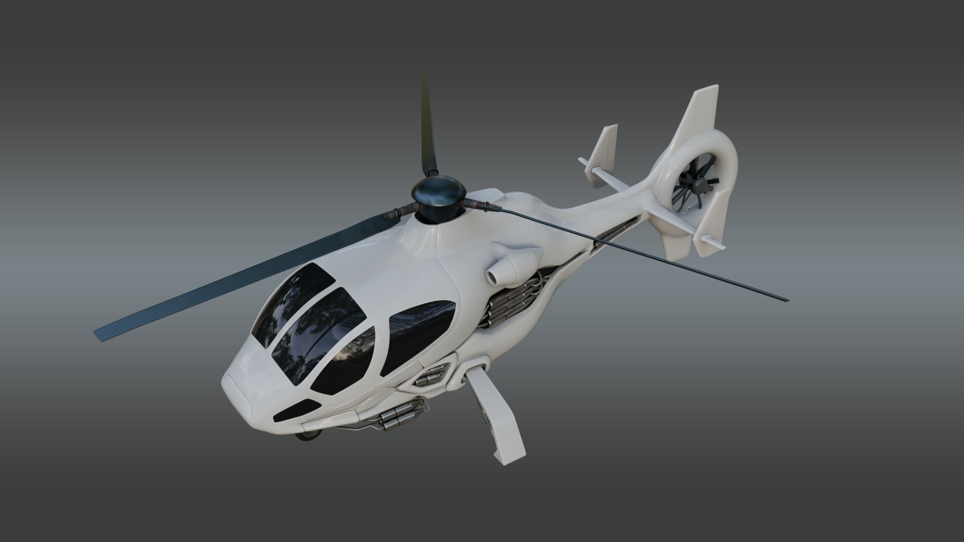 Futuristic Transport Utility Helicopter Sci fi  Low-poly 3D model_4