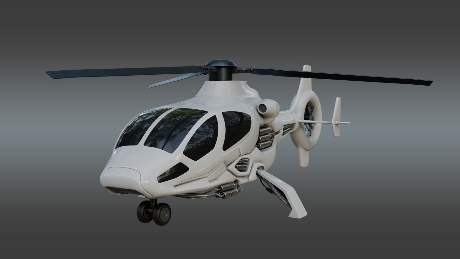 Futuristic Transport Utility Helicopter Sci fi  Low-poly 3D model_1
