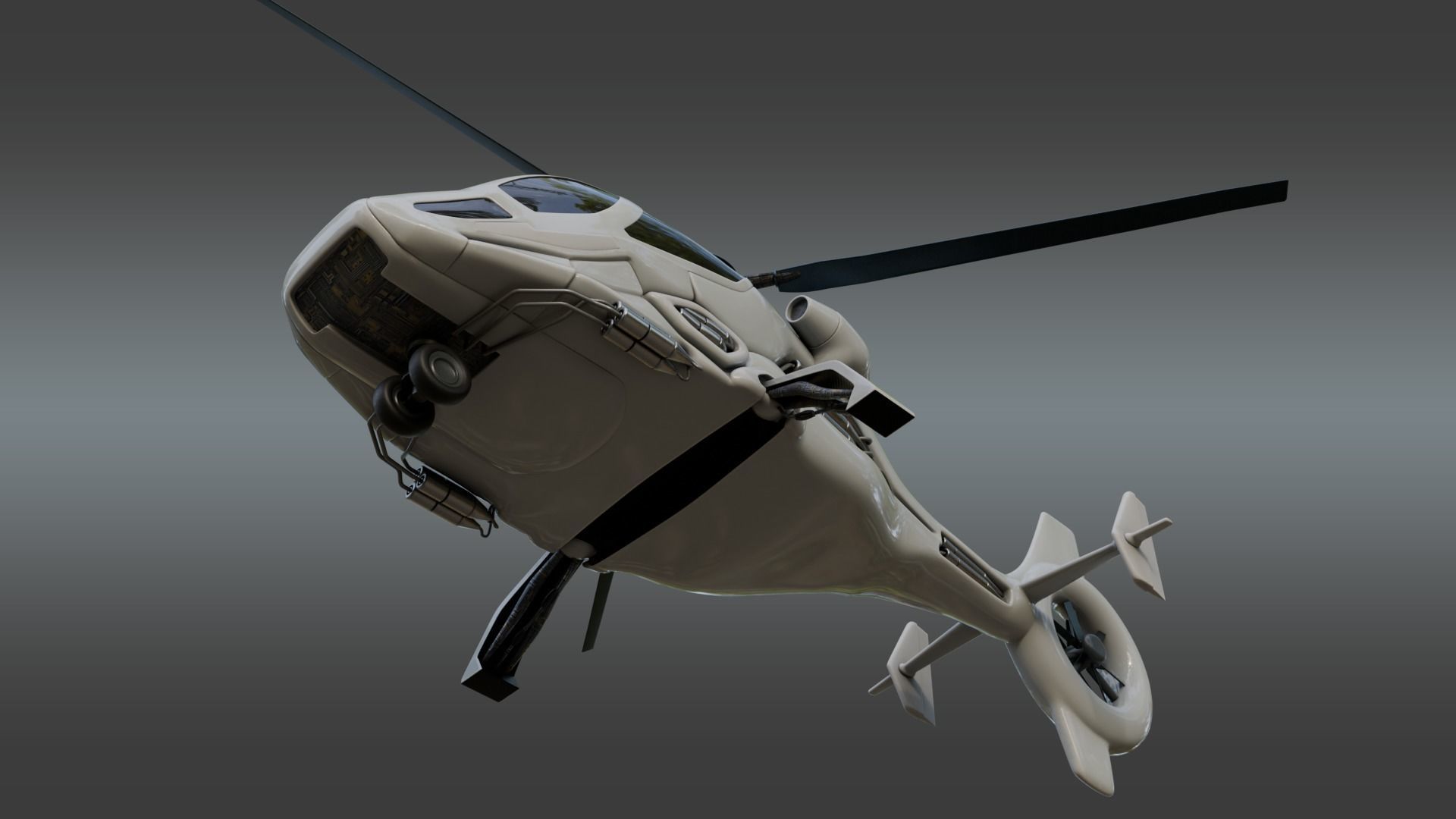 Futuristic Transport Utility Helicopter Sci fi  Low-poly 3D model_6