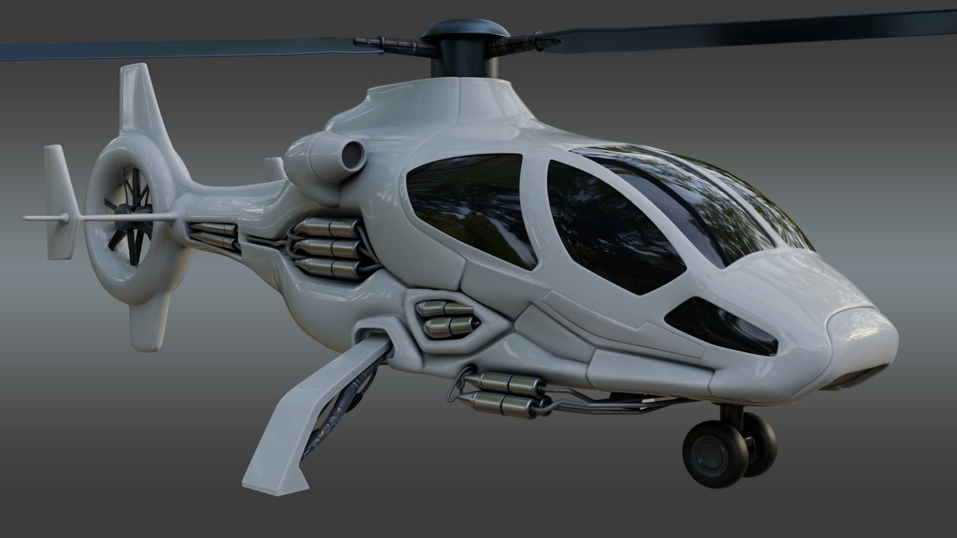 Futuristic Transport Utility Helicopter Sci fi  Low-poly 3D model_8