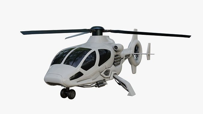 Futuristic Transport Utility Helicopter Sci fi  Low-poly 3D model