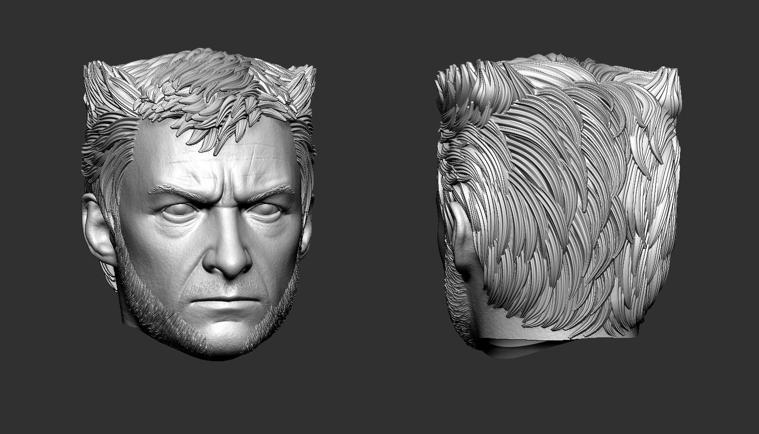 Wolverine Hugh Jackman 3d printable head two pack 3D print model_15