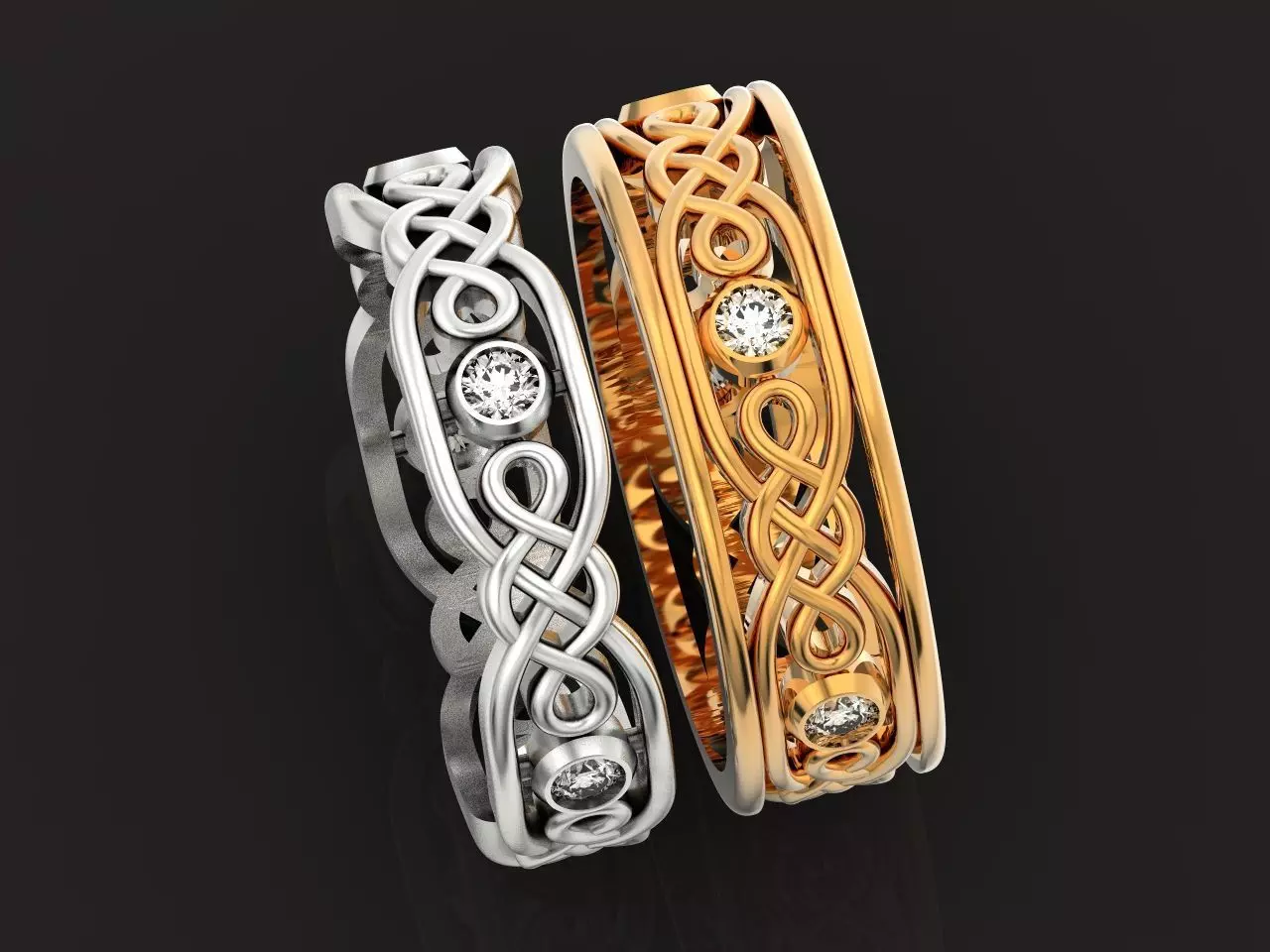 Celtic wedding rings 3D print model