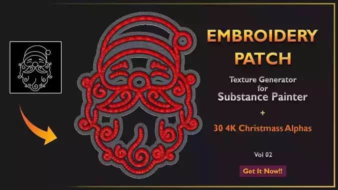 Embroidery Patch Generator for Painter - 30 4K  Alphas - Vol02 Texture