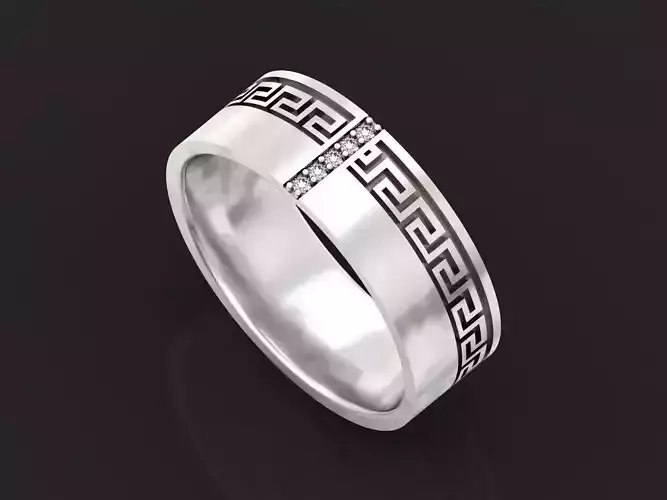 Greek Key Wedding Band 1301