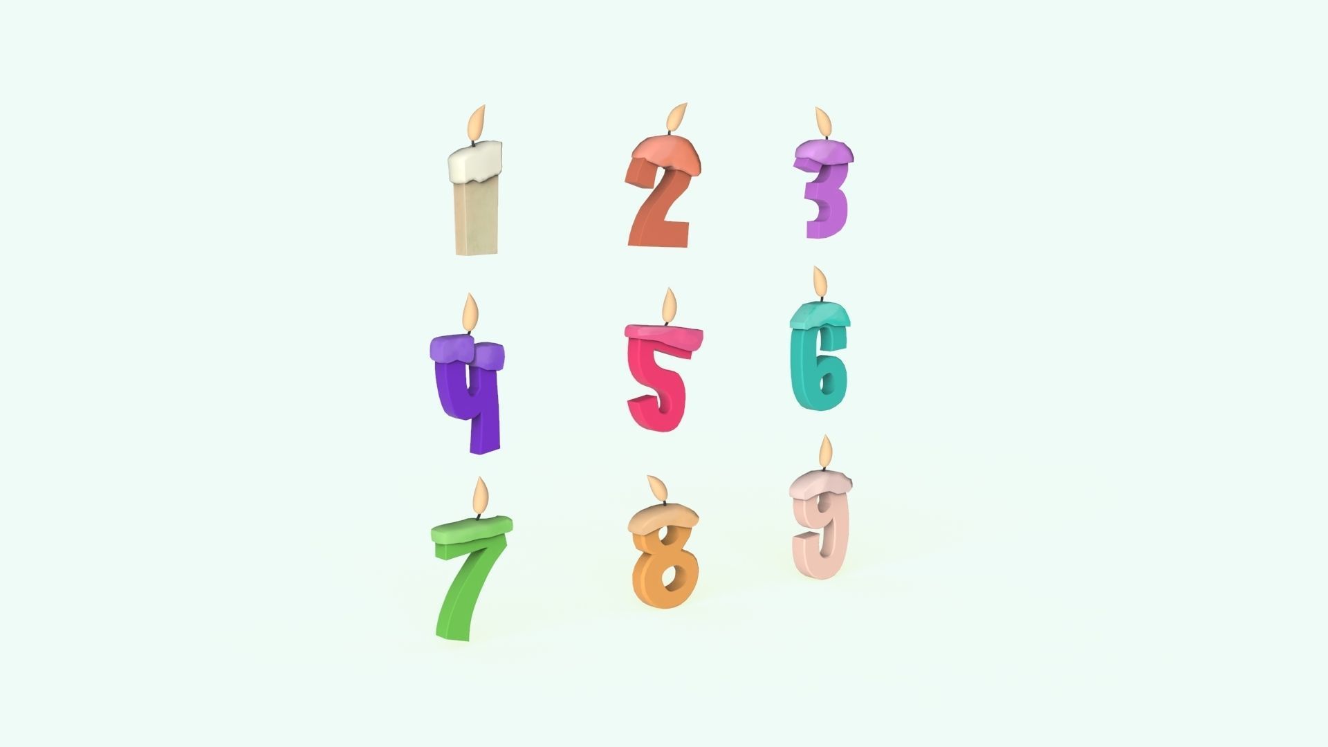 Cartoon Number v008 Low-poly 3D model_15