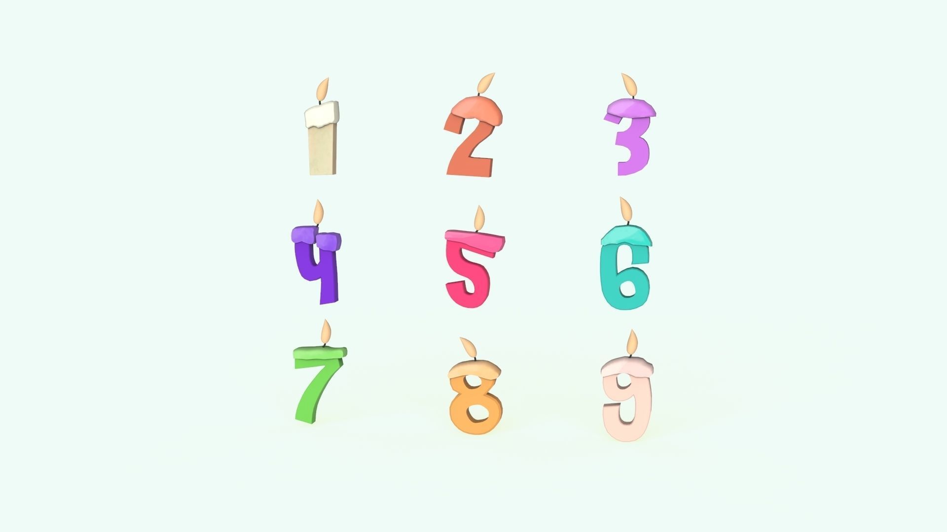 Cartoon Number v008 Low-poly 3D model_17