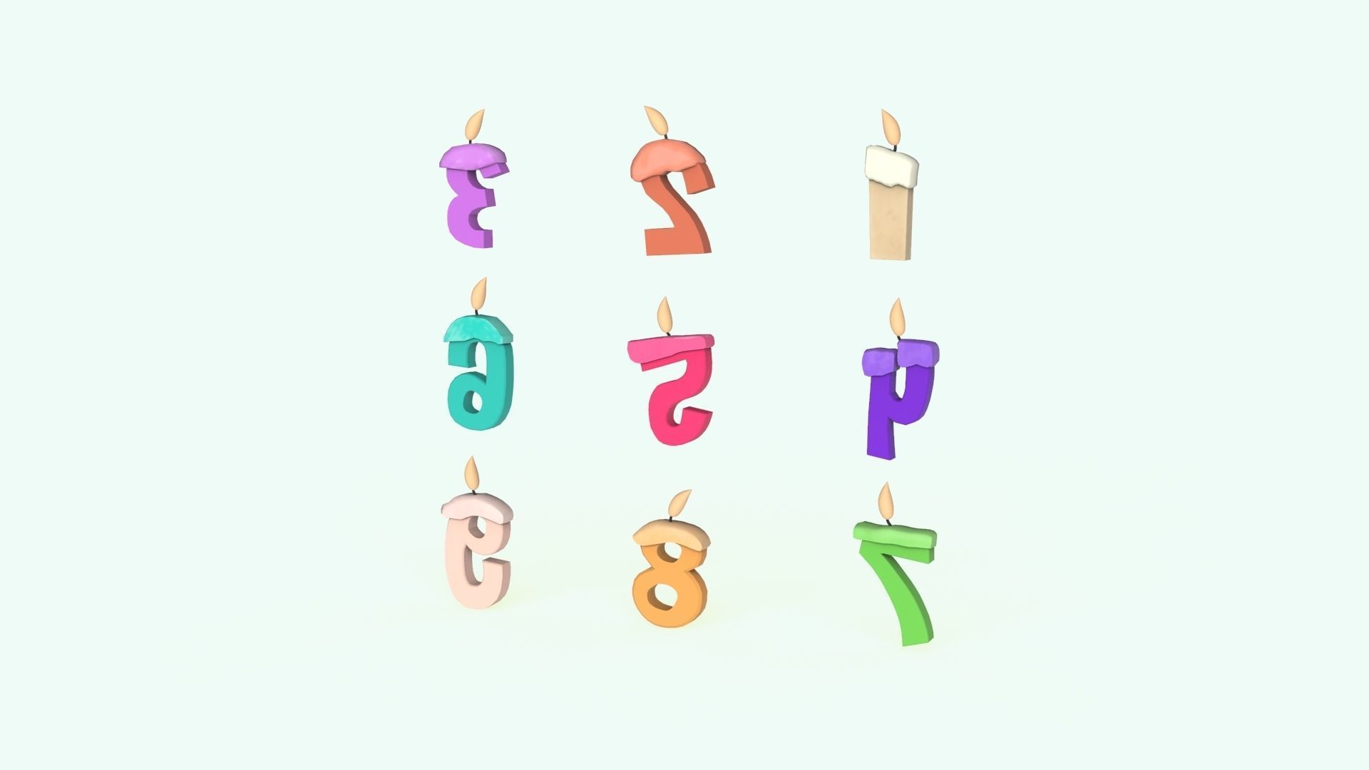 Cartoon Number v008 Low-poly 3D model_10