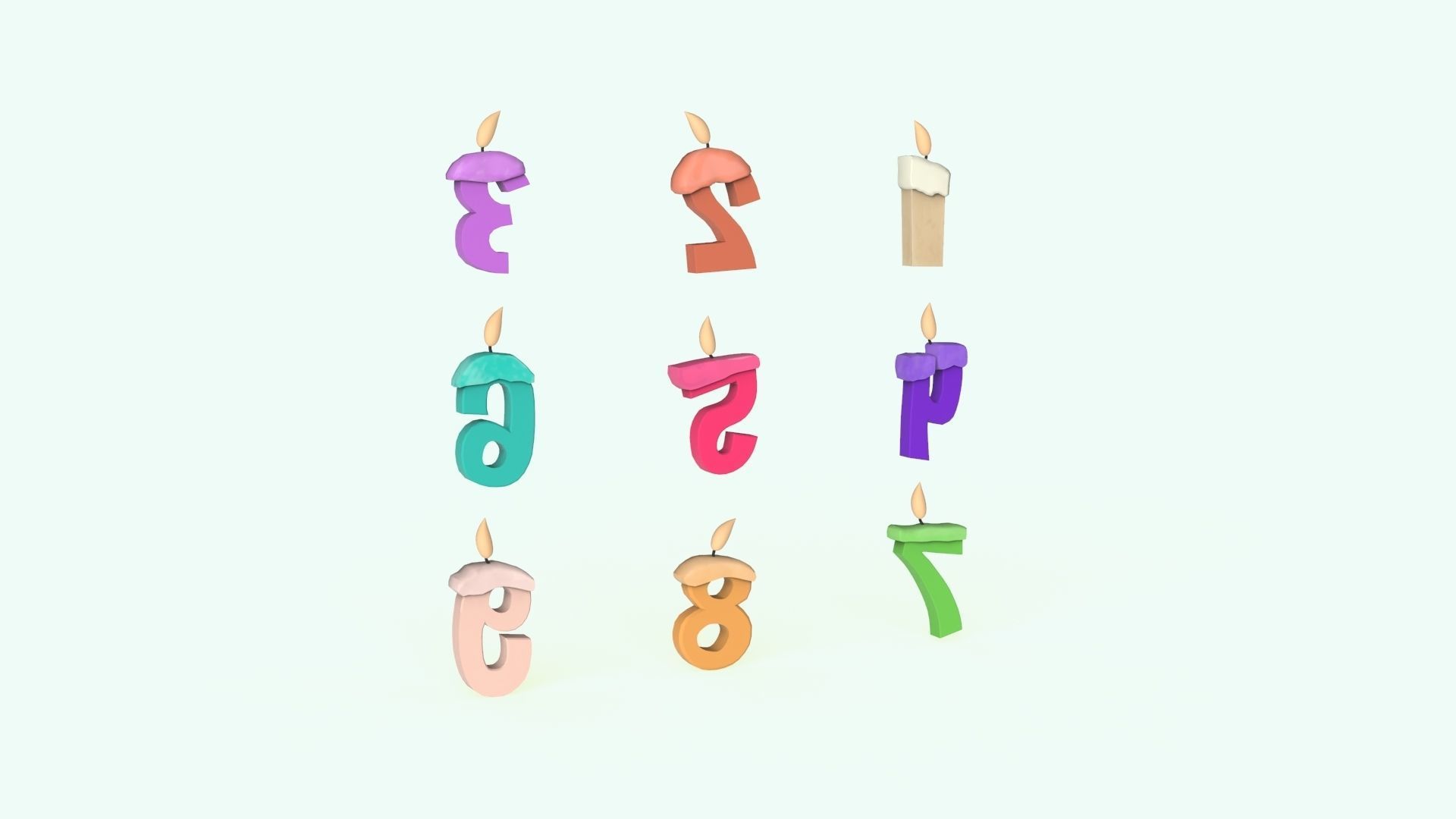 Cartoon Number v008 Low-poly 3D model_6