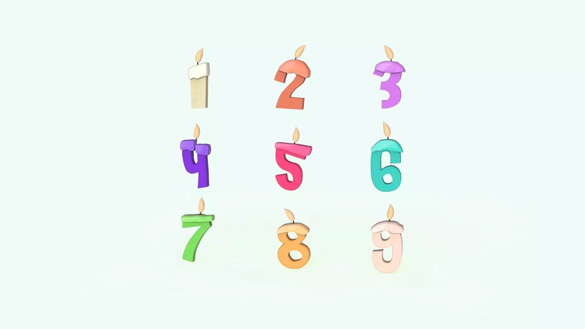 Cartoon Number v008 Low-poly 3D model_0