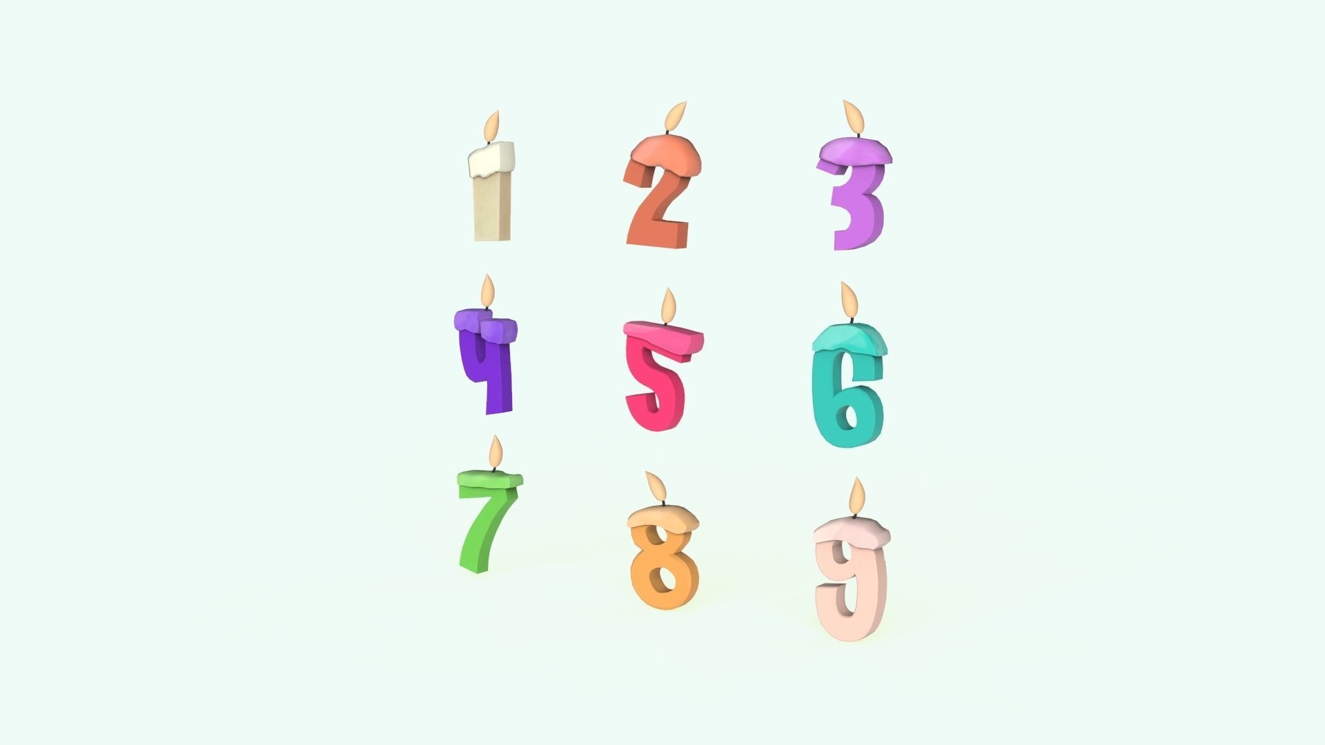 Cartoon Number v008 Low-poly 3D model_1