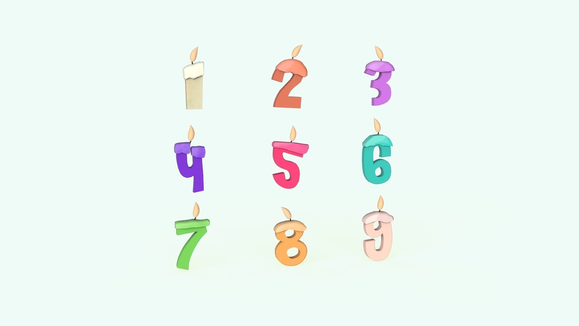 Cartoon Number v008 Low-poly 3D model_16