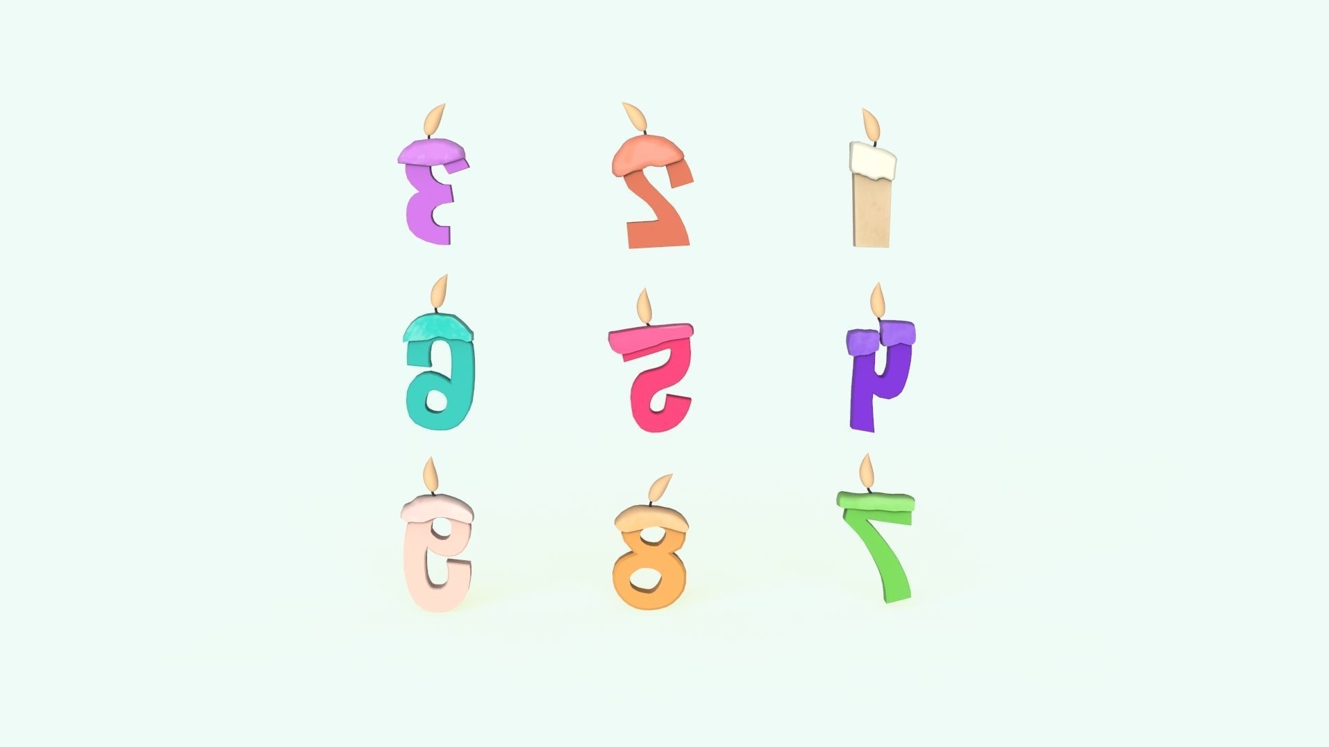 Cartoon Number v008 Low-poly 3D model_9