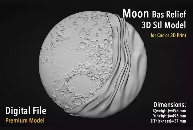 Moon Bas relief wall decor  for cnc carving